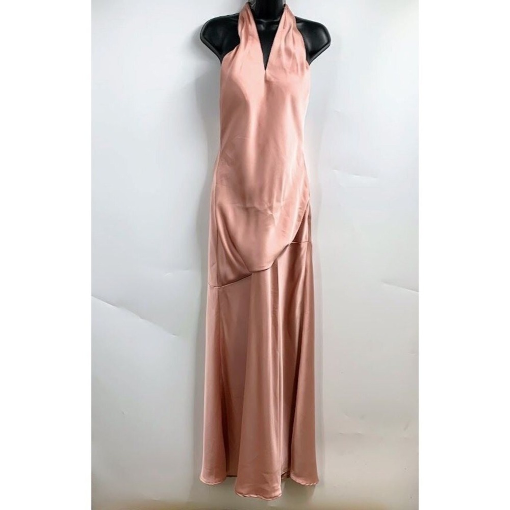 Revelry Women's Satin V Neck Sleeveless Fitted Long Bridesmaid‎ Dress Size 4